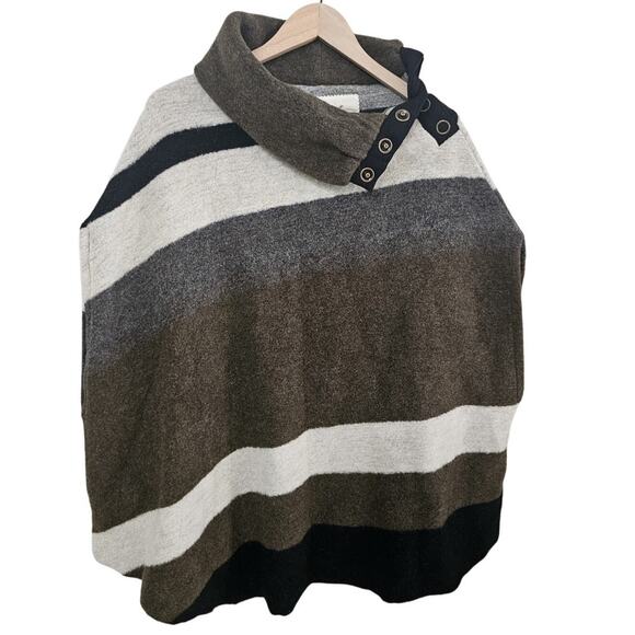Anthropologie Tabitha Womens Wool Poncho Sz Med Sweater Lagenlook Boxy Casual - Picture 4 of 10